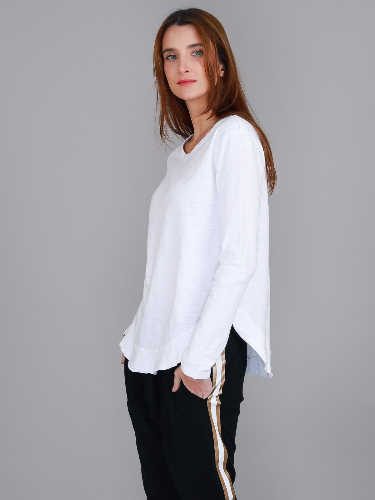 Mosman | Women's Curved Hem Long Sleeve T Shirt – Cotton Jersey