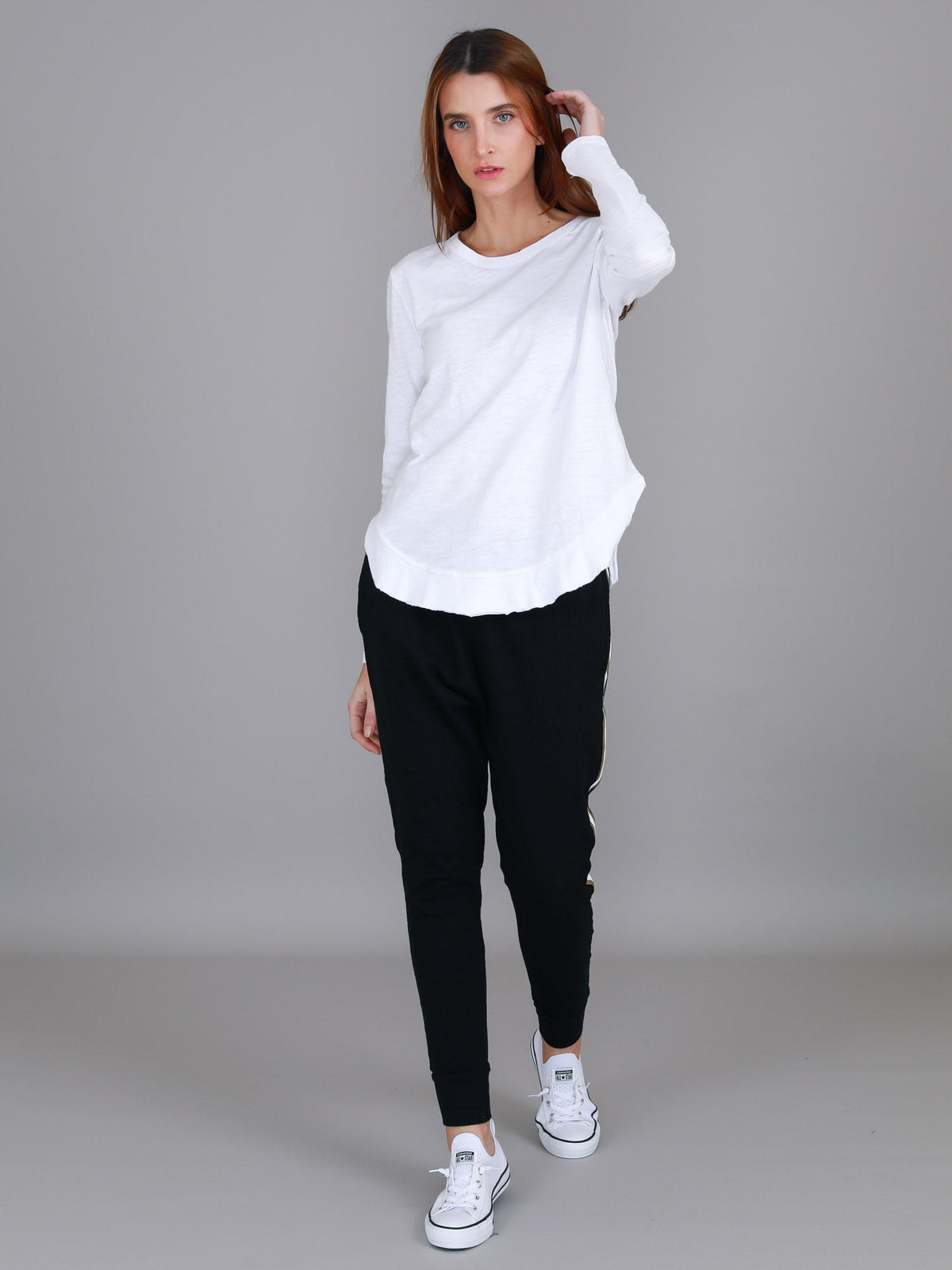 Mosman | Women's Curved Hem Long Sleeve T Shirt – Cotton Jersey