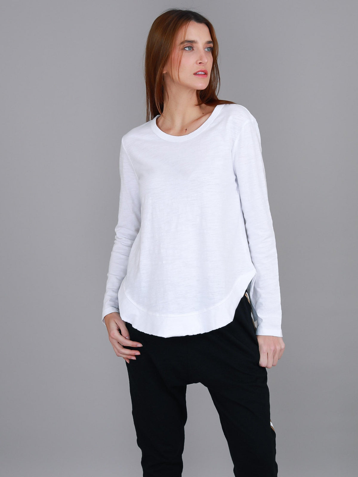 Mosman | Women's Curved Hem Long Sleeve T Shirt – Cotton Jersey