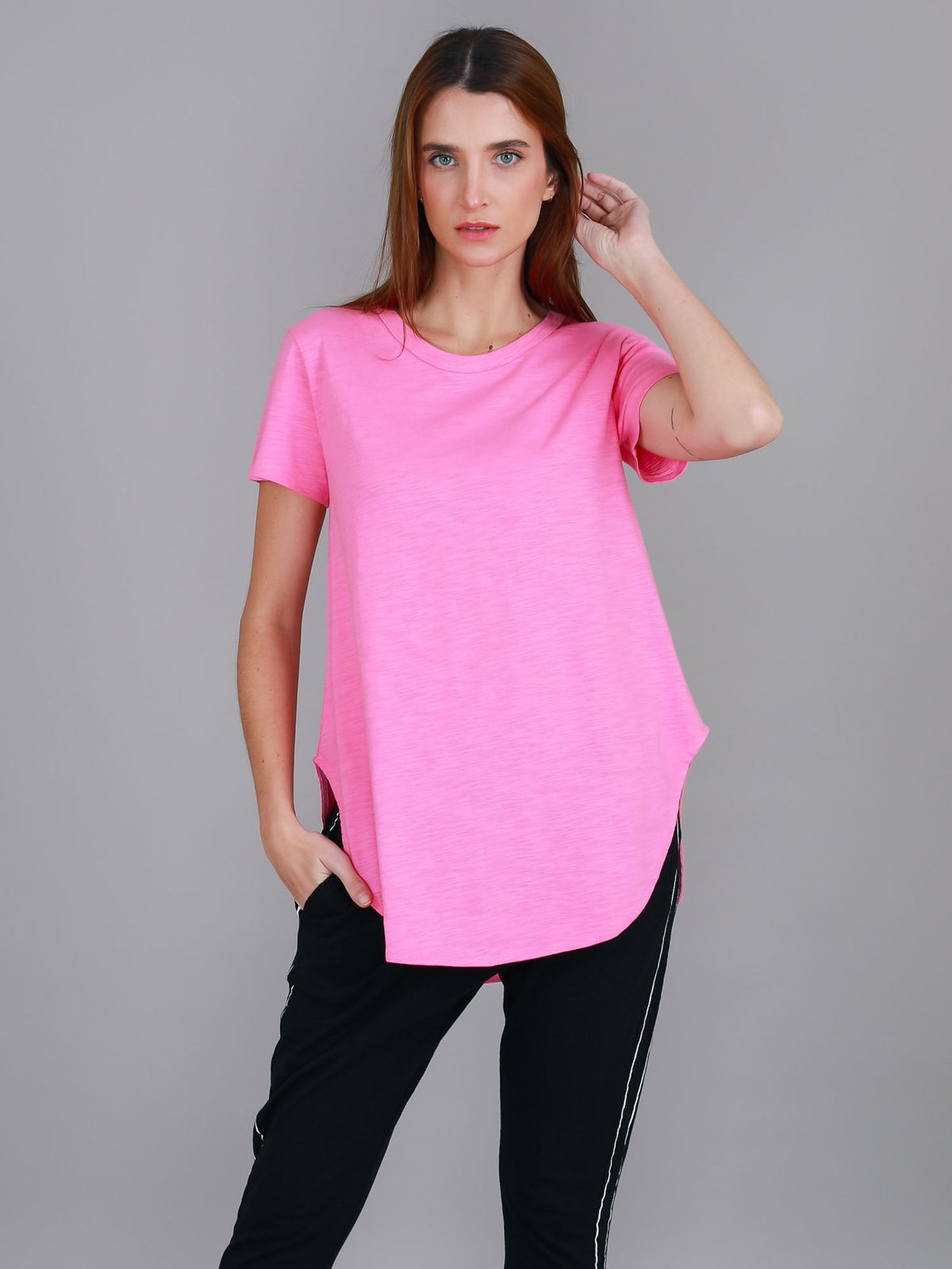 Elwood | Women's Curved Hem T-Shirt – Cotton Slub Jersey