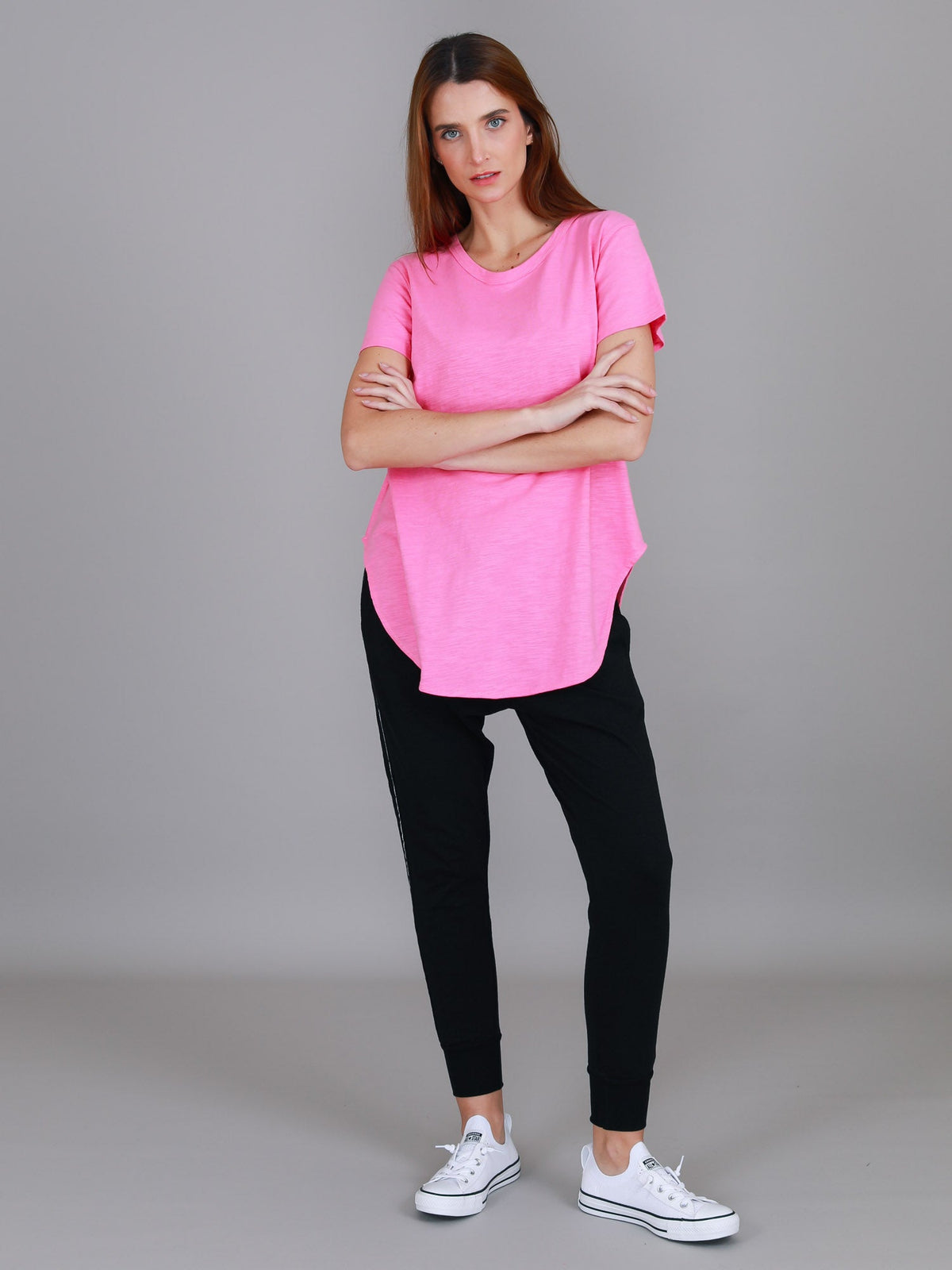 Elwood | Women's Curved Hem T-Shirt – Cotton Slub Jersey