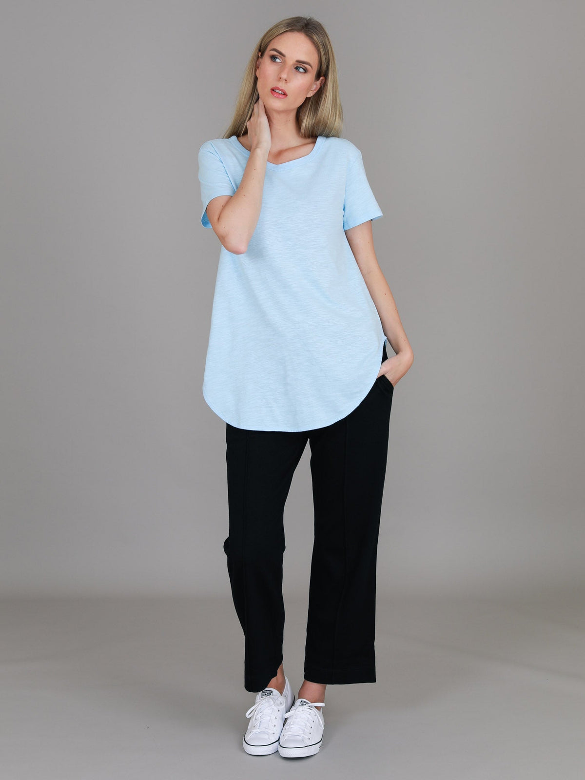 Elwood | Women's Curved Hem T-Shirt – Cotton Slub Jersey