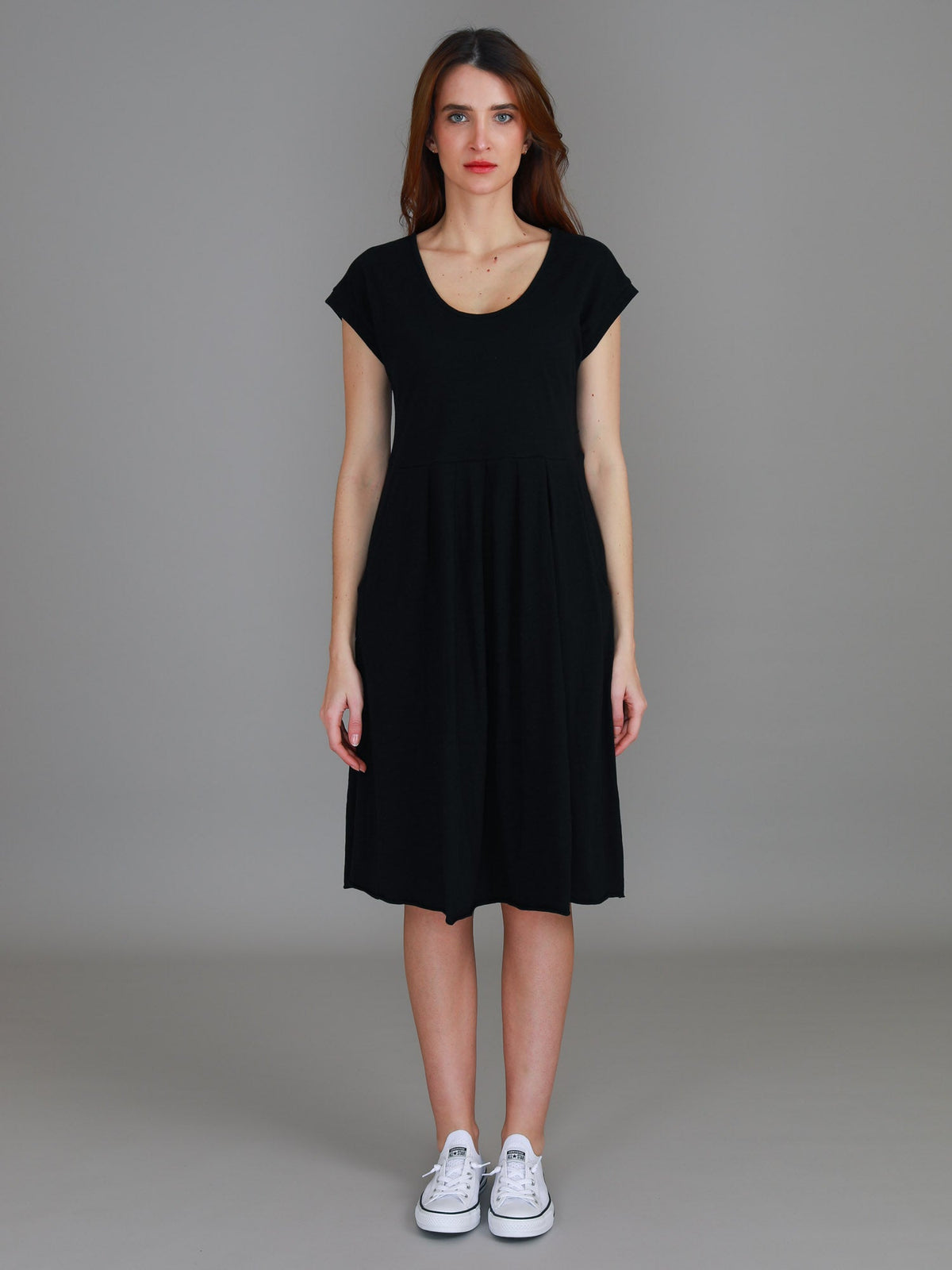Evelyn | Women's Knee-Length Dress with Pockets – Cotton Jersey