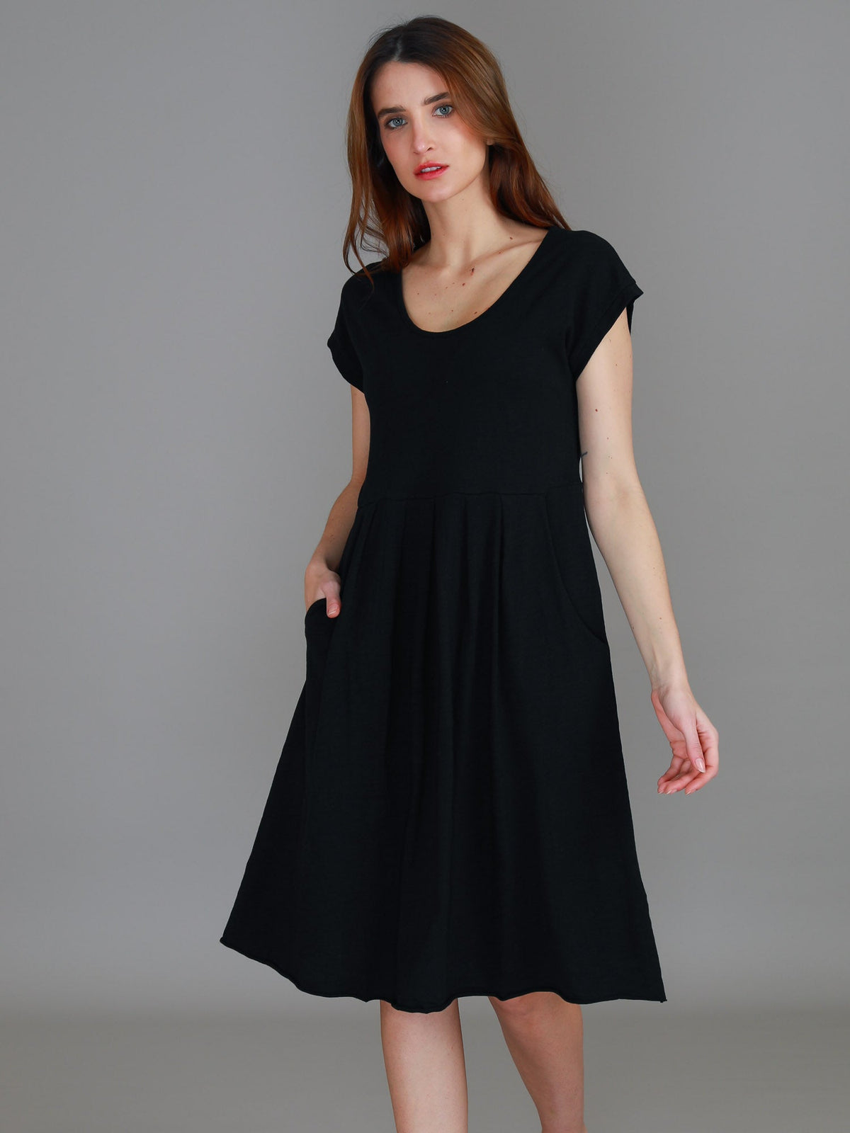Evelyn | Women's Knee-Length Dress with Pockets – Cotton Jersey