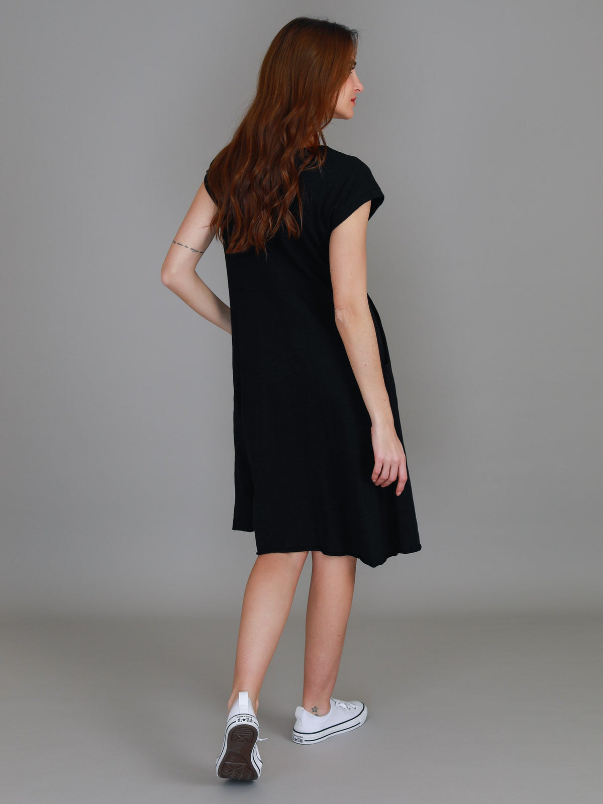 Evelyn | Women's Knee-Length Dress with Pockets – Cotton Jersey