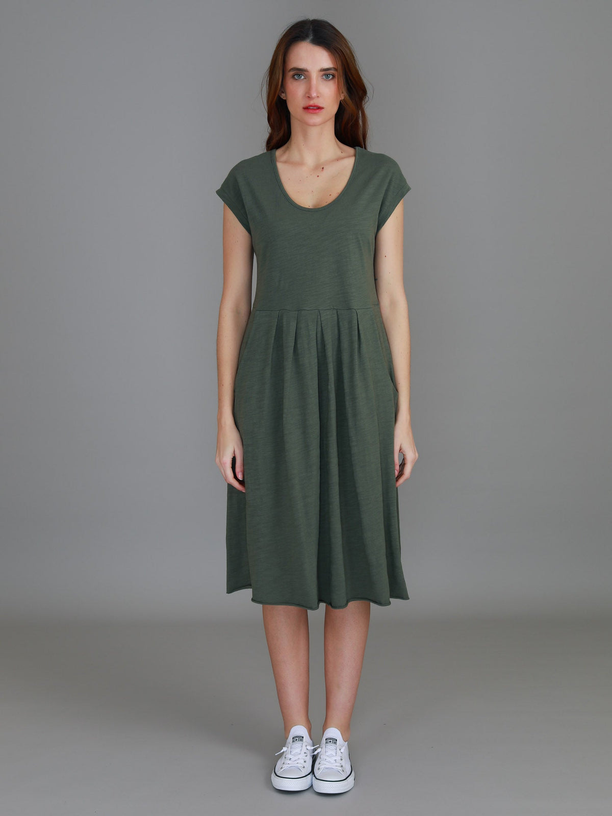 Evelyn | Women's Knee-Length Dress with Pockets – Cotton Jersey