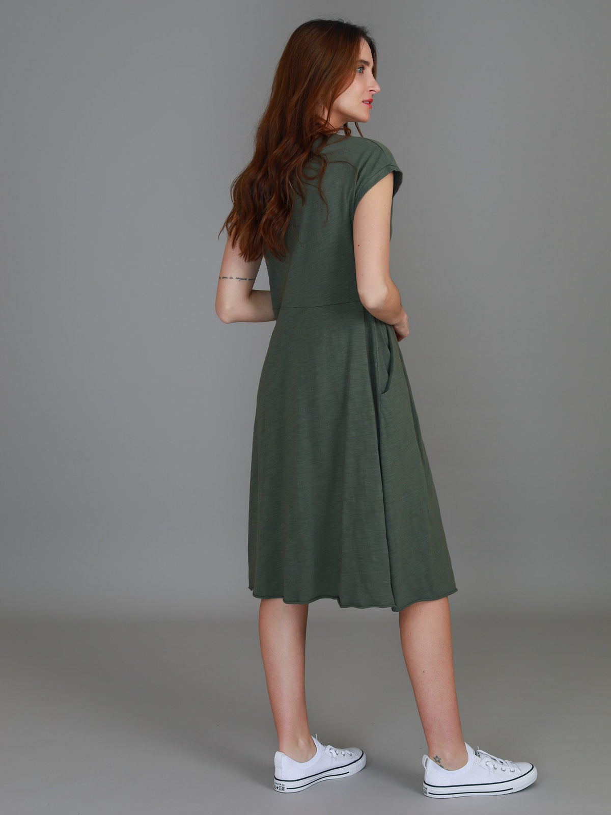 Evelyn | Women's Knee-Length Dress with Pockets – Cotton Jersey