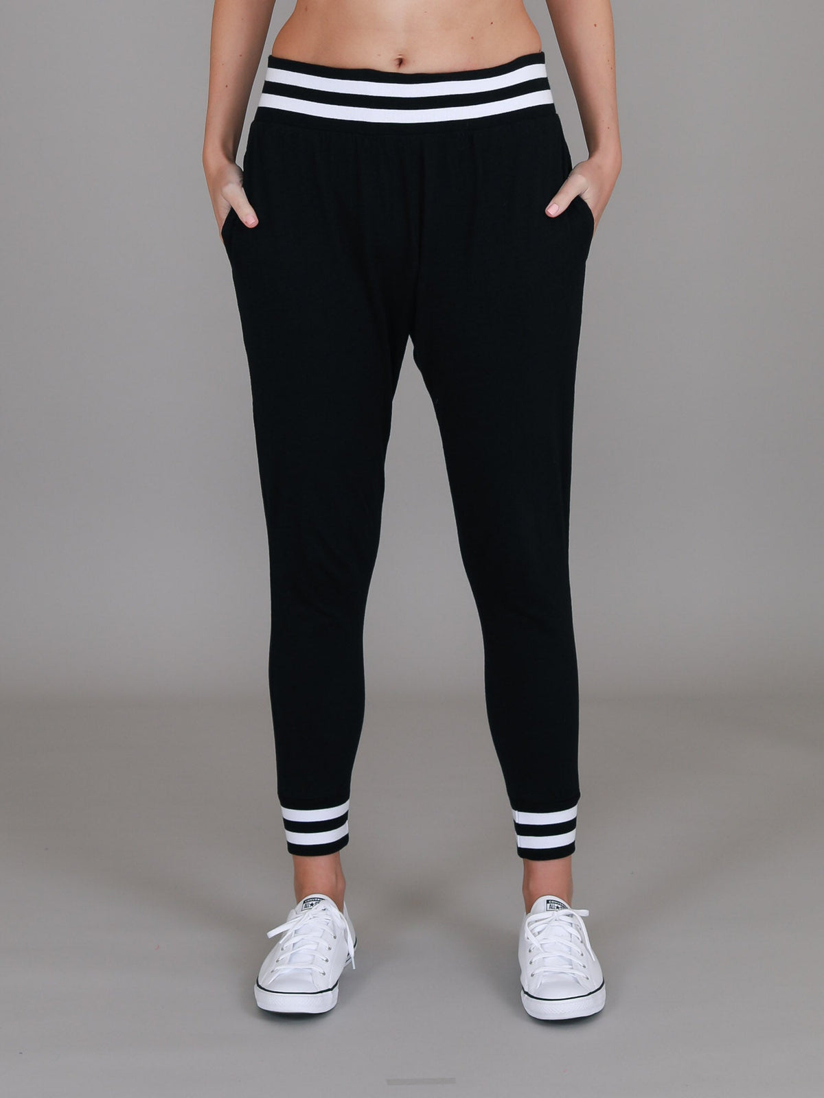 Fia | Women's Stripe Rib Jogger Pants – Cotton Jersey