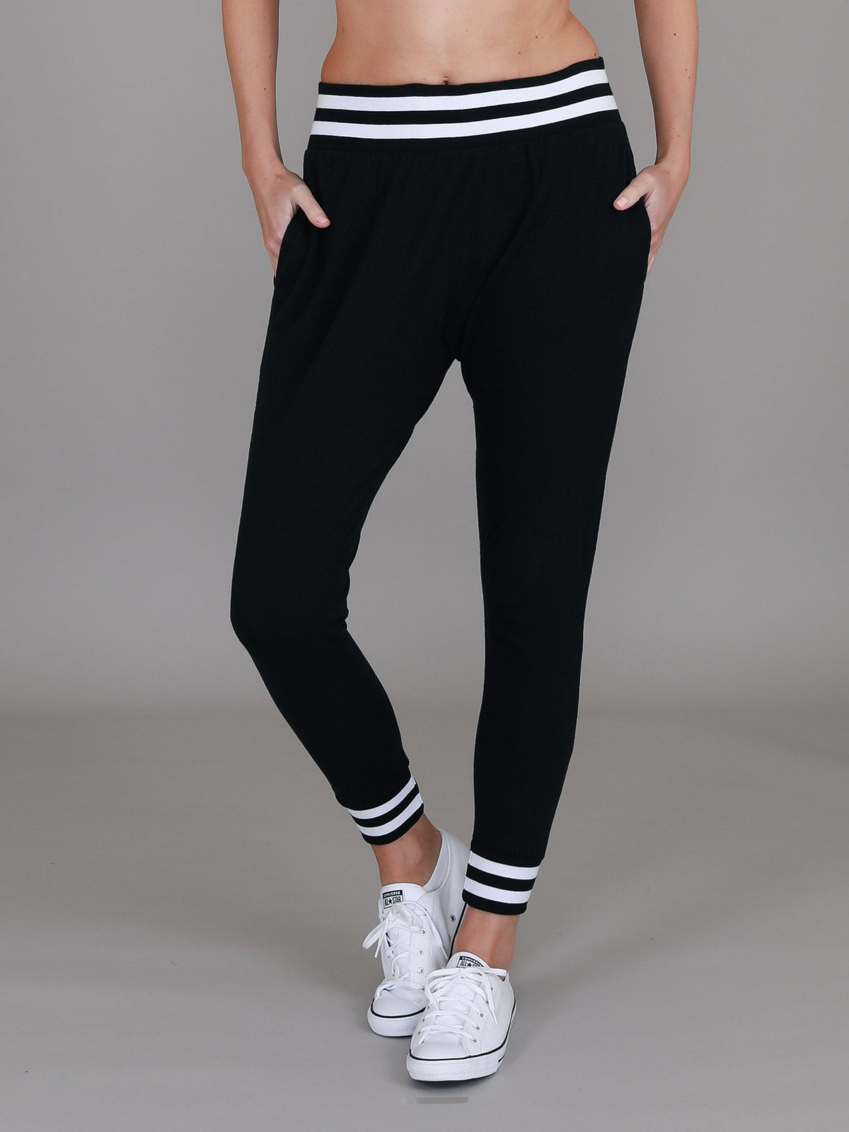 Fia | Women's Stripe Rib Jogger Pants – Cotton Jersey