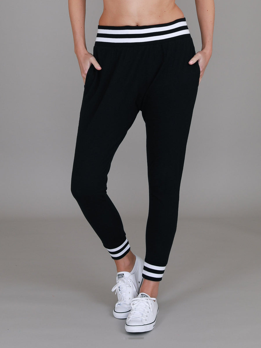 Fia | Women's Stripe Rib Jogger Pants – Cotton Jersey