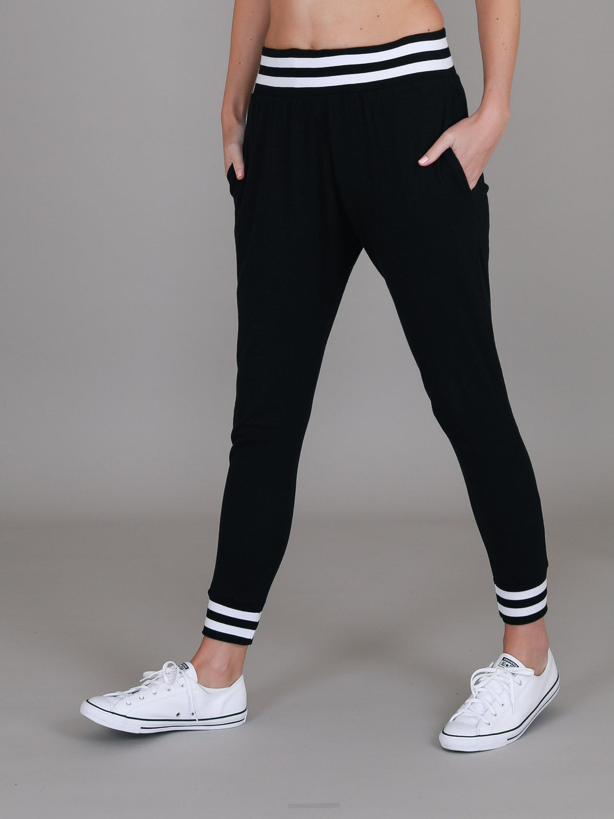Fia | Women's Stripe Rib Jogger Pants – Cotton Jersey