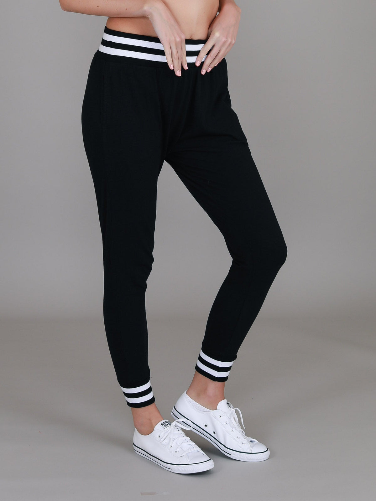 Fia | Women's Stripe Rib Jogger Pants – Cotton Jersey