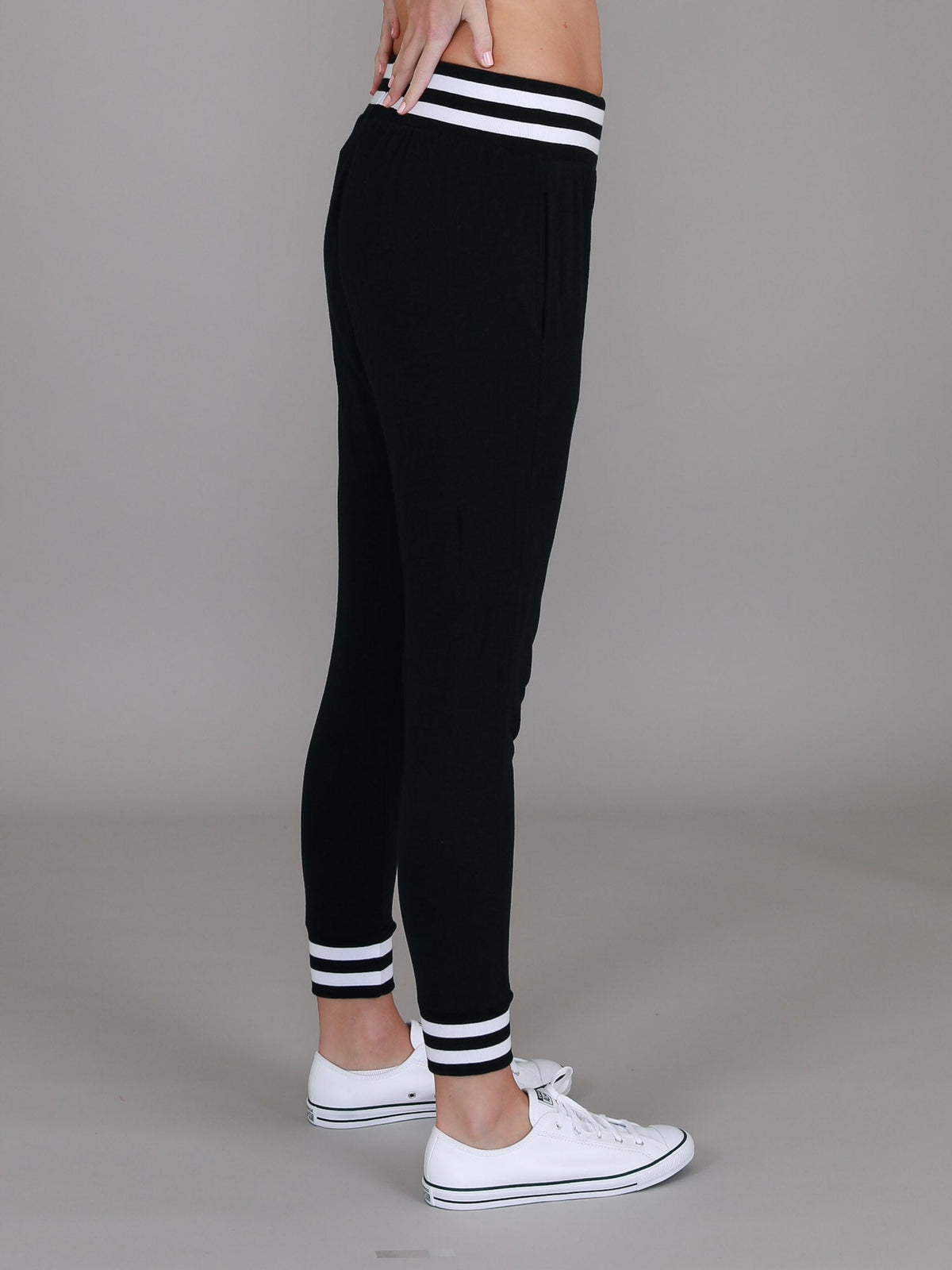 Fia | Women's Stripe Rib Jogger Pants – Cotton Jersey