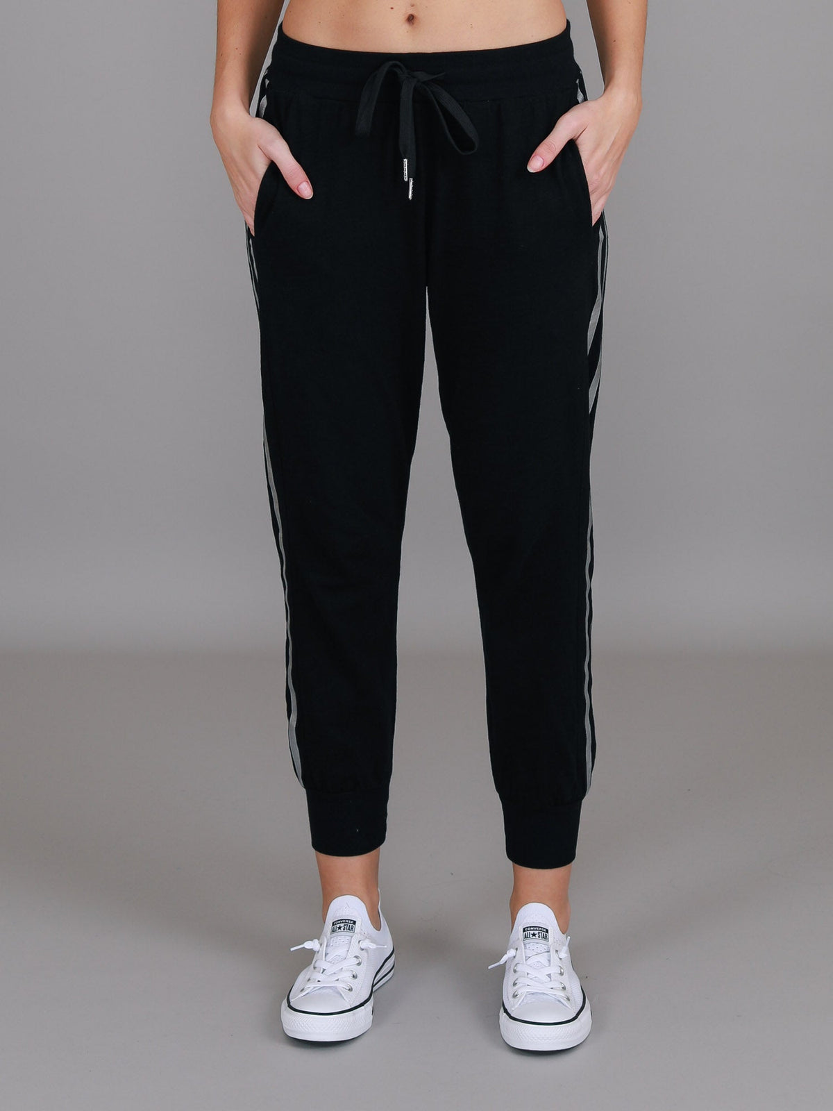 Gabby | Women's Metallic Stripe Jogger Pants – Cotton Jersey