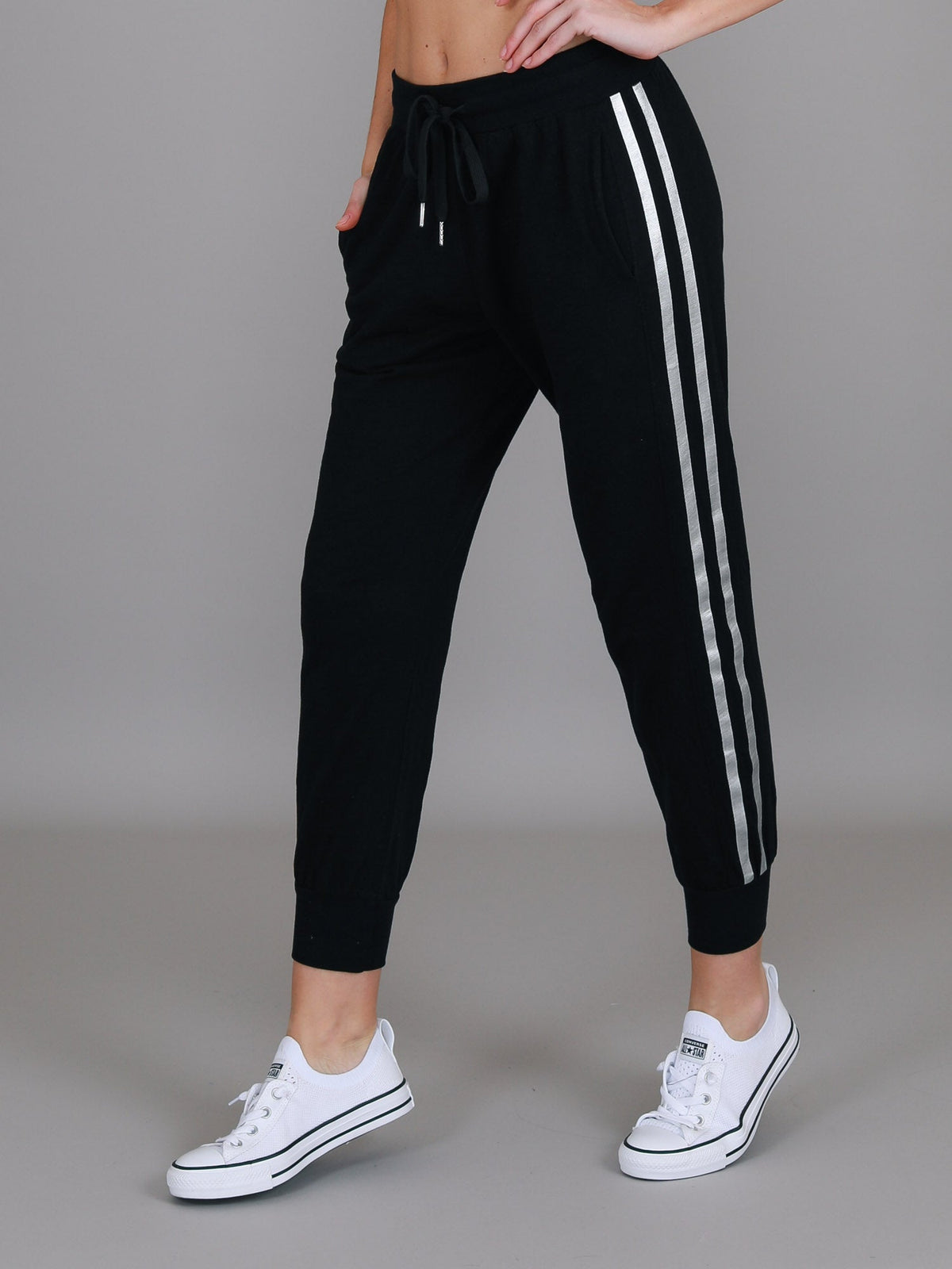 Gabby | Women's Metallic Stripe Jogger Pants – Cotton Jersey