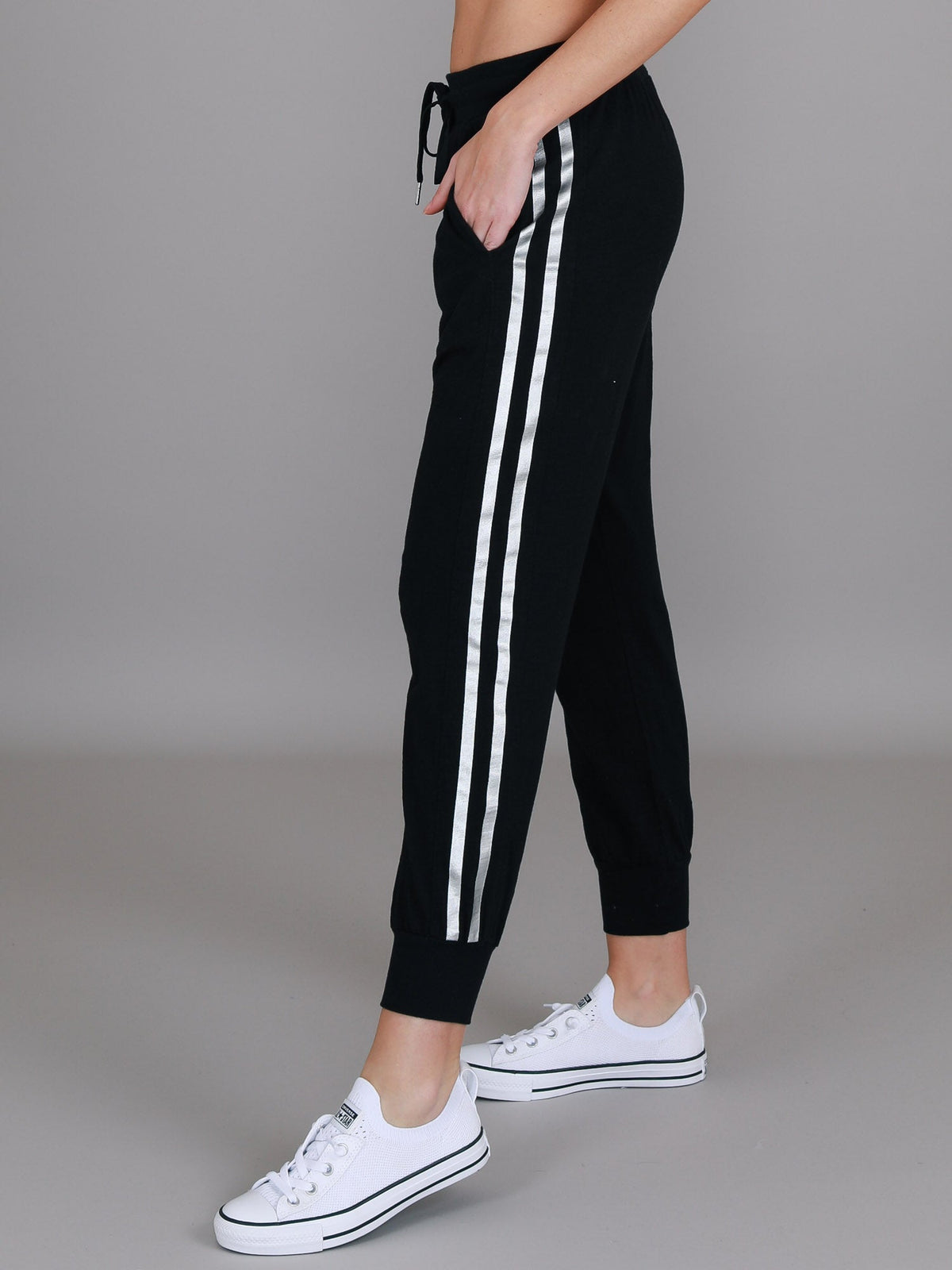 Gabby | Women's Metallic Stripe Jogger Pants – Cotton Jersey