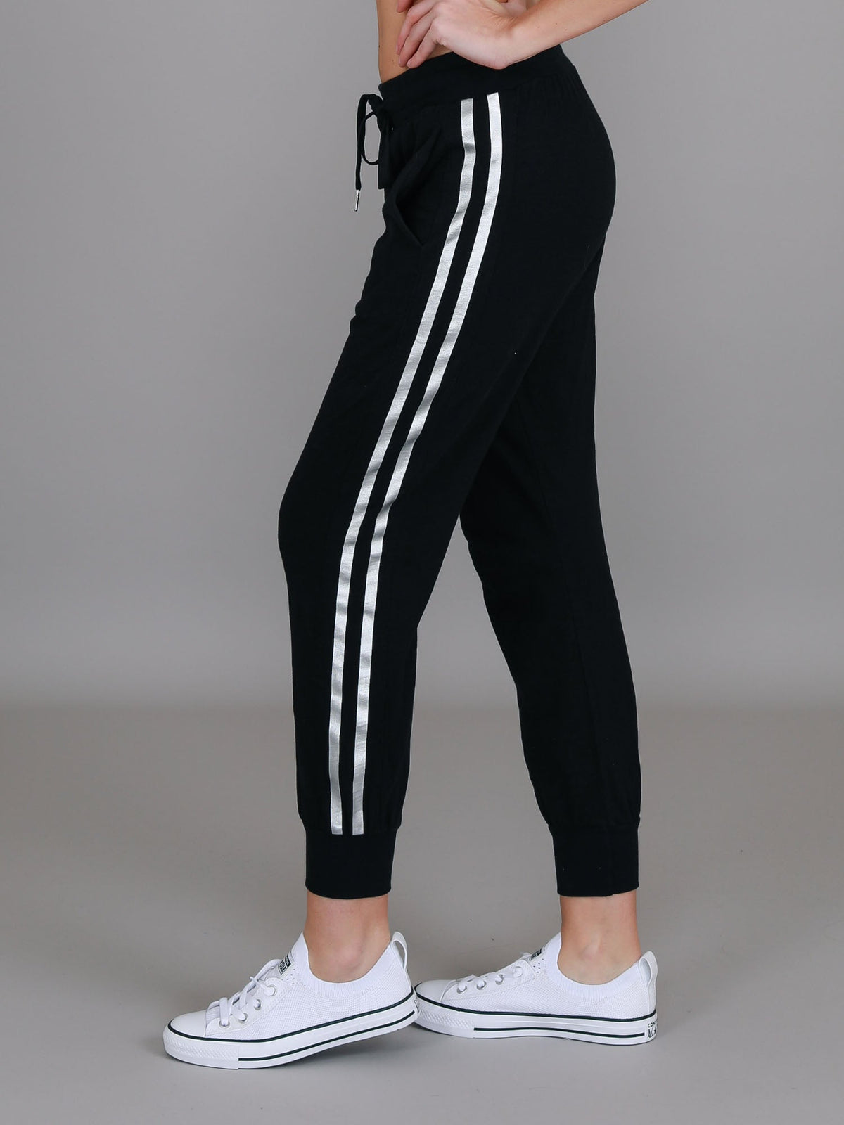 Gabby | Women's Metallic Stripe Jogger Pants – Cotton Jersey