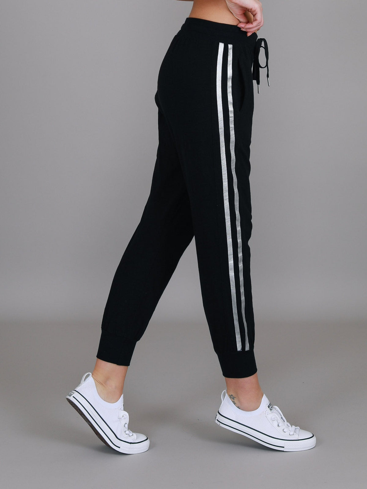 Gabby | Women's Metallic Stripe Jogger Pants – Cotton Jersey