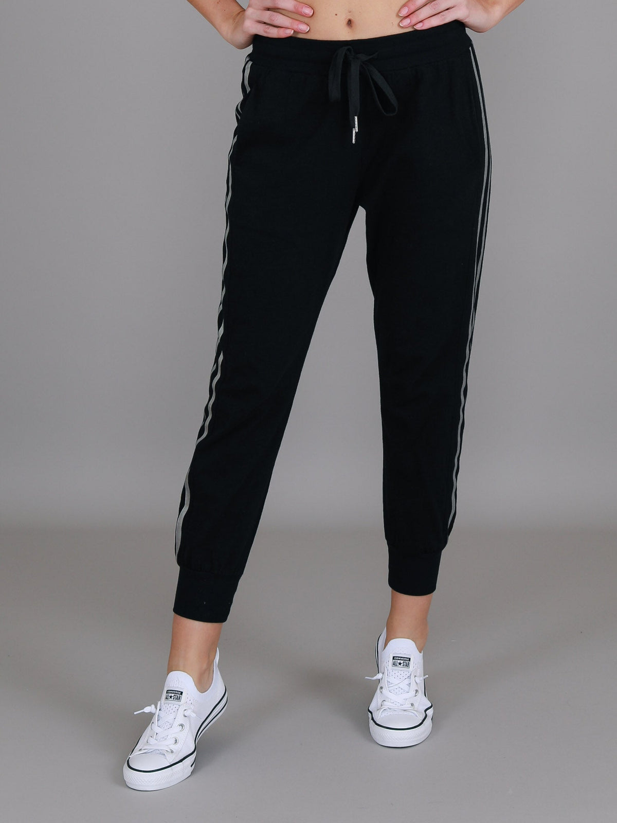 Gabby | Women's Metallic Stripe Jogger Pants – Cotton Jersey