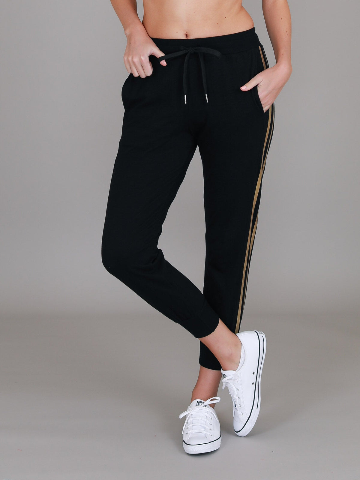 Gabby | Women's Metallic Stripe Jogger Pants – Cotton Jersey
