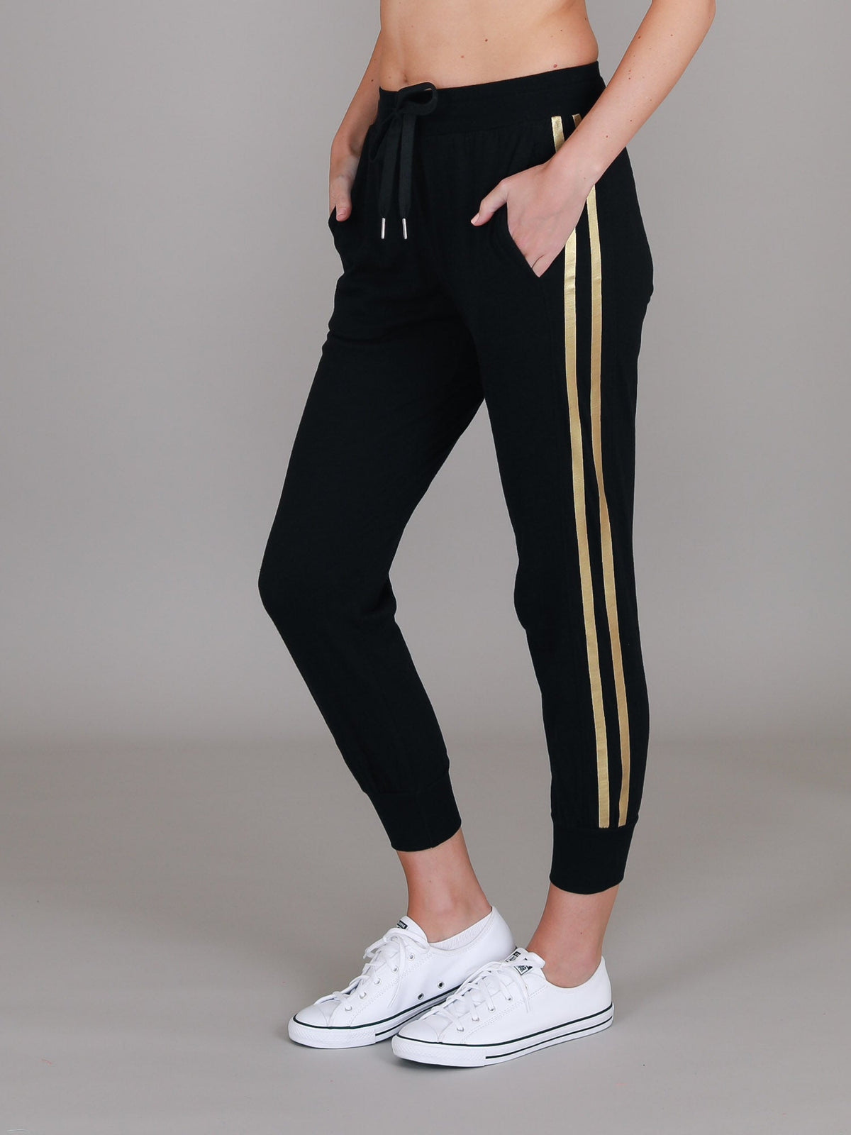 Gabby | Women's Metallic Stripe Jogger Pants – Cotton Jersey