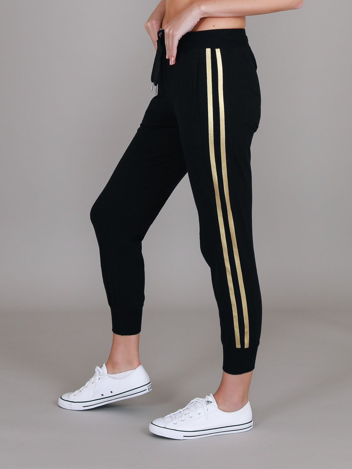 Gabby | Women's Metallic Stripe Jogger Pants – Cotton Jersey