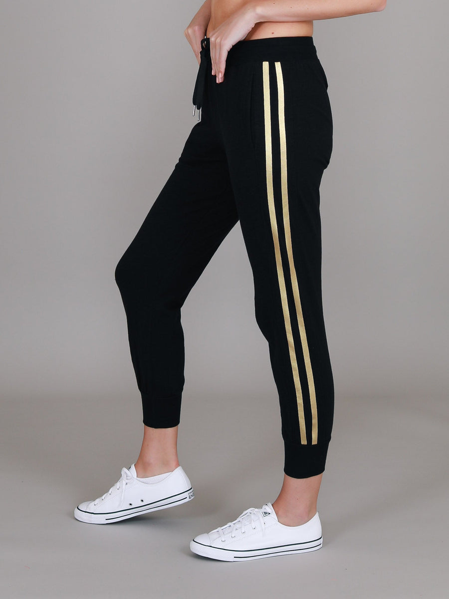Gabby | Women's Metallic Stripe Jogger Pants – Cotton Jersey